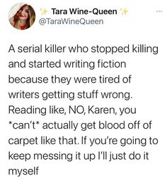 tara wine - queen tweets about writing