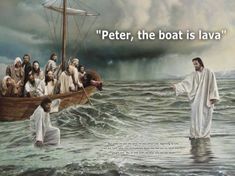 an image of jesus walking on the water