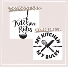 the kitchen rules and my kitchen rules stickers are shown in two different colors, one is