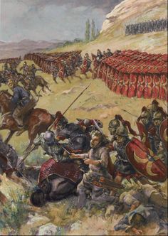 an image of a battle with men on horses