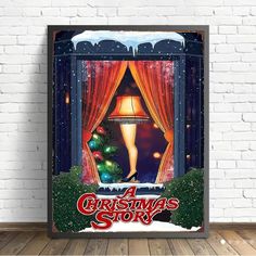 a christmas story poster hanging on a wall