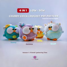 Chubby Chicks 4in1 Crochet Pattern Bundle Easy Chicken Plushie DIY Tutorial Amigurumi Chicken Holiday Gift Idea - Etsy Chicken Crochet, Tutorial Amigurumi, Amigurumi Plush, Crochet Christmas Gifts, Toy Diy, Crochet Abbreviations, Crochet Hook Sizes, Gifts For New Parents, Charm Gift