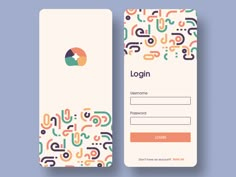 the login card is designed to look like it has colorful lines and circles on it