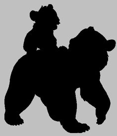 the silhouette of a bear with a hat on it's head is shown against a gray background