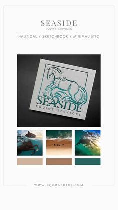 the sea side logo is shown in blue and green colors, with an image of a horse on it