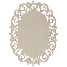 a white circular mirror with an intricate design on the front and back side, against a white background