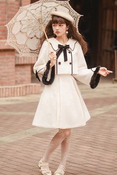 Clearance - Size M For Bust 95cm Overseas Love Elegant White Top+skirt White Top Skirt, Basic Skirt, Lolita Dress, White Top, White Tops, Full Set, Dresser