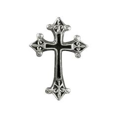 a black and white cross with diamonds on it's sides, against a white background