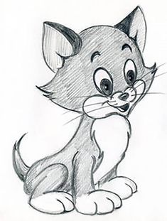 a drawing of a cartoon cat sitting down