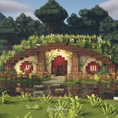 Survival Minecraft Cottage, Minecraft Hobbit Houses Mountain, Minecraft Grass Roof House, Hobbit Hill House Minecraft, Hole In Mountain House Minecraft, Aesthetic Minecraft Hobbit Hole, Cute Minecraft Hill House, Village Remodel Minecraft, Upgrade Village Minecraft