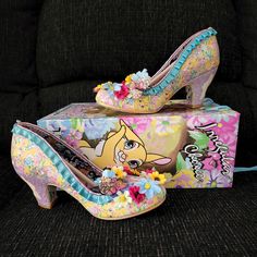 Irregular Choice I'm Thumpin.. New In Box, Never Tried On What To Wear With Irregular Choice Shoes, Weird Shoes Crazy Heels, Girl Clown, Irregular Choice Heels, White Heels Wedding, Hello Kitty Shoes Irregular Choice, Vintage Multicolor High Heels, Art Hats, Irregular Choice Shoes Pink