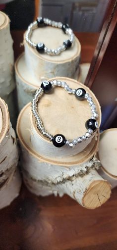 Handmade Silver 8 Ball Beaded Bracelet Doll Jewelry, 8 Ball, Arm Band, Handmade Silver, Beaded Bracelet, Doll Toys, Doll Clothes, Action Figures, Beaded Bracelets