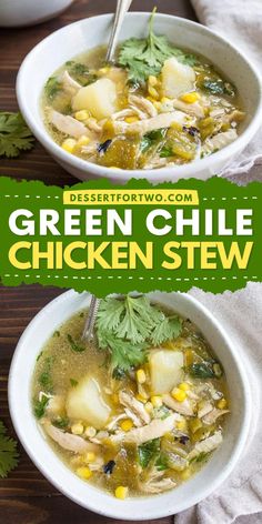 This Green Chile Chicken Stew is a delicious family soup recipe with potatoes, corn, and fresh Hatch green chiles! Add this homemade chicken stew to your favorite comfort food ideas! Green Hatch Chili Chicken, Green Chili Chicken Potato Soup, Hatch Green Chile Chicken Soup, Hatch Green Chili Chicken Soup, Green Chili Chicken And Potato Soup, Hatch Chili Chicken Soup, Hatch Green Chili Soup Recipes, Green Chile Chicken Stew New Mexico, Green Chili Stew With Chicken