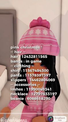 the girl is wearing a pink christmas hat