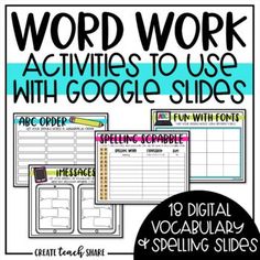 the word work activities to use with google slides for teaching sight words and spelling skills