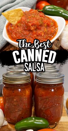 the best canned salsa is in two jars and ready to be put into the oven