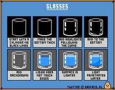 an old computer screen showing the different types of glasses and how to use them