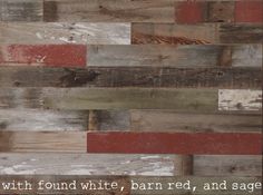 a wooden wall with words written in white and red on the wood paneling,