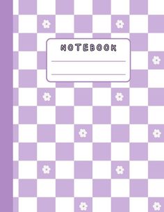 a purple notebook with white flowers on it and the words notebook written in black ink