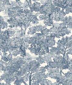 Spinney Blue Toile Wallpaper Blue Toile Wallpaper, Traditional Color Palette, Wallpaper Boulevard, Stripped Wallpaper, Blue And White Wallpaper, Brewster Wallpaper, Wallpaper Warehouse, Toile Wallpaper, Toile Pattern