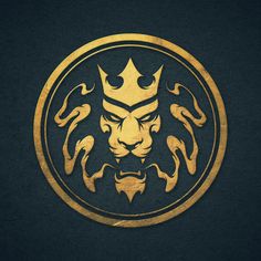 a golden lion with a crown on it's head is surrounded by snakes in a circle