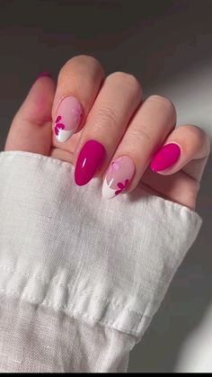 Easy Spring Nail Designs, Shade Nails, Magenta Nails, Pink Tip Nails, Nails For Summer, Hippie Nails, Stunning Nails, Diva Nails, Romantic Nails