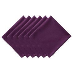 six purple napkins sitting on top of each other