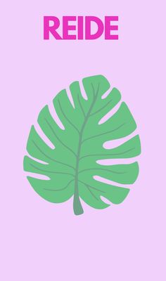 a pink background with a green leaf and the words rede on it in purple