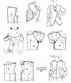 an image of women's blouses and jacket sewing pattern, with instructions to sew