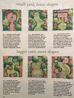 an article in a magazine with pictures of different shapes and sizes on the page,