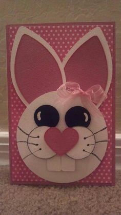 a close up of a card with a bunny face