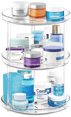 PRICES MAY VARY. 3 Tier Lazy Susan Makup Organizer / Size:D9.25inch x H15.7inch Spinning Smooth & No Skid - 3 Tier Makeup organizer turns smooth on stainless steel ball bearings; non-slide on surface and keep bottles and containers in place. 3 Tier Clear Turntable - This clear skincare organizers comes with 3 tiers to help you maximize on your limited space. Save your space and store more in limited area. Hold More & Sturdy - 3 tier perfume organizer hold much weight and non affect the turnable, Organizing Beauty Products Bathroom, Perfume Collection Display Walmart, Organize Beauty Products For Corner Cabinet, Organizing Bathroom Countertop Tops, Lazy Susan Baby Bottle Storage, Organizing Bathroom Countertop Storage, Organizing Hair Products Under Sink, Skincare Organizer Amazon, Organize Bathroom Counter Storage