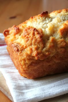 a close up of a muffin on a napkin