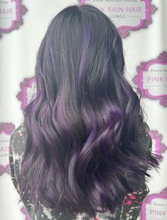 Purple highlights on dark hair Purple Highlights On Dark Hair, Dark Brown Hair With Purple Highlights, Brown Hair With Purple Highlights, Brown Hair With Purple, Hair With Purple Highlights, Black Hair Fade, Hair With Purple, Highlights On Dark Hair