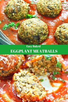 easy baked eggplant meatballs with marinara sauce