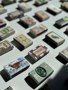 many different types of business cards laid out on a table