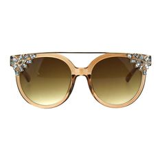 Women's retro fashion gradient lens rhinestone bling jewel trim luxury sunglasses. (rs17018ap) Size: one size.  Color: Orange.  Gender: female.  Age Group: adult. Retro Fashion Women, Luxury Sunglasses, Flats Top, Grandchildren, Womens Flats, Cloth Bags, Color Orange, Round Sunglasses, Sunglasses Accessories