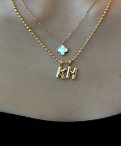 Mini, puffy & chubby! Our new 3D initial charm necklace features our custom font crafted from plated 14k gold over 925 sterling silver; it is hypoallergenic (allergy-free) and tarnish-resistant. Get your initial necklace that you can wear all year long! Choose between a dainty chain or ball chain made of the same 14 gold-plated sterling silver material. Both 16" long with extension. This baby makes the perfect gift for yourself and others, as well as an everyday piece that's super wearable yet u Dainty Gold-plated Initials Charm Necklace, Gold Letter Charm Necklaces, Bubble Letter Initial Necklace, Gold-tone Initial Pendant Charm Necklace With Chain, Gold-tone Initial Pendant Charm Necklace With Adjustable Chain, Girls Keychain, Trio Ring, Preppy Jewelry, Gem Necklace