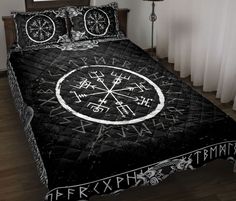 PRICES MAY VARY. CUSTOMIZE NOW: Click ' Customize Now ' to select the options of 'Size' or add more "pillowcase" or your "name" which you would like before Adding to Your Cart. Viking Vegvisir and Runic Rune Pattern Black Norse Nordic Quilt Blanket & Pillowcases is available in 7 sizes depending on your needs: SINGLE: 52x69 in | THROW: 60x70 in | TWIN: 70x80 in | QUEEN: 80x90 in | SQUARE KING: 91x91 in | KING : 91x102 in | SUPER KING: 91x110 in. BEST MATERIAL: 100% combed polyester fabric, soft, Nordic Quilt, Viking Quilt, Viking Vegvisir, Name Quilt, Twin Xl Bedding, Bedroom Gift, Personalized Blanket, Luxury Blanket, Quilt Set