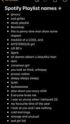the list for spotty playlist names is shown in this screenshote image