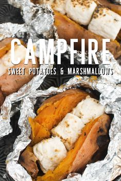 grilled sweet potatoes and marshmallows in foil