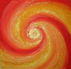 an orange and yellow swirl painting on canvas