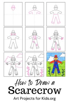 how to draw scarecrow art projects for kids