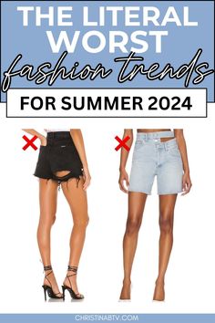 Avoid fashion pitfalls with our expert guide on Deinfluencing! Discover the worst Summer Fashion Trends for 2024 and get the best Fashion Advice for your Summer Wardrobe. Ensure your Summer Outfits Women are always in style by knowing which trends to skip. Learn about the Womens Fashion Trends that truly shine this season and elevate your summer fashion game! Worst Trends, Cut Out Jeans, Trends For 2024, Trendy Summer Outfits, Jean Trends, Trending Fashion Outfits, Spring Fashion Trends, Summer Fashion Trends