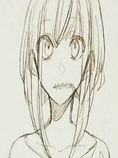 a drawing of a girl with long hair and big eyes looking at the camera while smiling