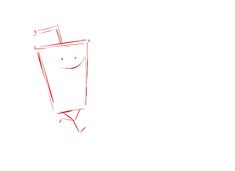 a drawing of a tall glass with a straw sticking out of it's side