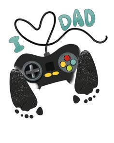 a drawing of a video game controller with the words i love dad written on it