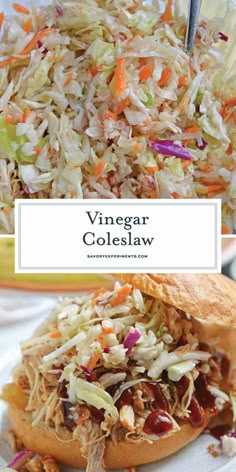 the coleslaw sandwich is ready to be eaten