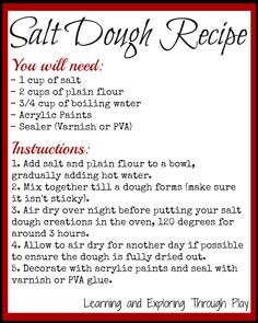 a recipe for salt dough with instructions