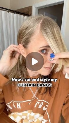 Trim Curtain Bangs, Bangs Vs No Bangs, Curtain Bangs Styling, Bangs Medium Length Hair, Cut Bangs Tutorial, Hairstyle Wavy Hair, Cut Side Bangs, Bangs Styling, Hairstyle Wavy